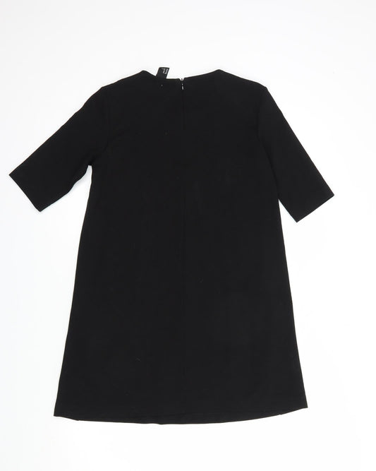 H&M Womens Black Viscose Shift Size XS Round Neck Zip