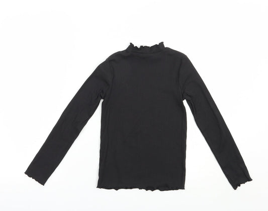 TU Girls Black Cotton Basic T-Shirt Size 8 Years Mock Neck Pullover