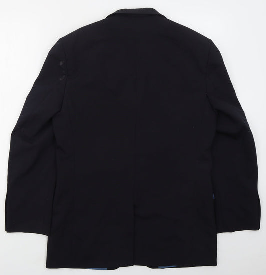 Karl Jackson Mens Blue Wool Jacket Suit Jacket Size 38