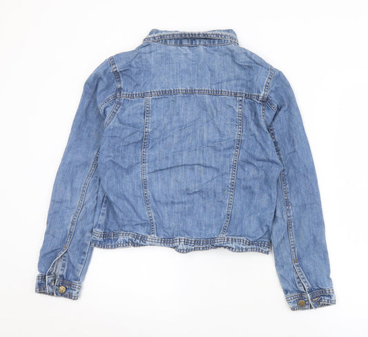 Avenue Womens Blue Jacket Size S Button