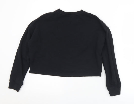 New Look Girls Black Cotton Pullover Sweatshirt Size 12-13 Years - Cropped