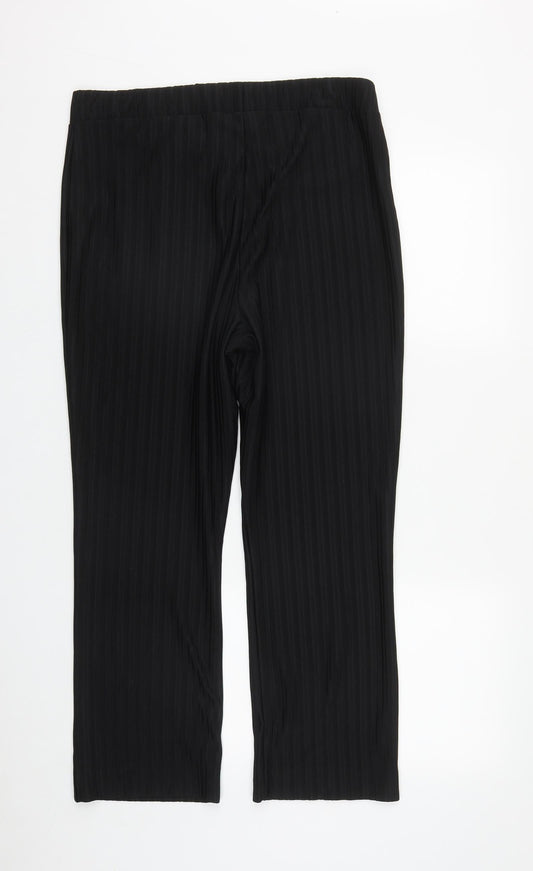 Papaya Womens Black Polyester Trousers Size 14 L27 in Regular