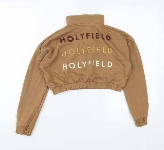 Holyfield Girls Brown Cotton Pullover Sweatshirt Size S Zip