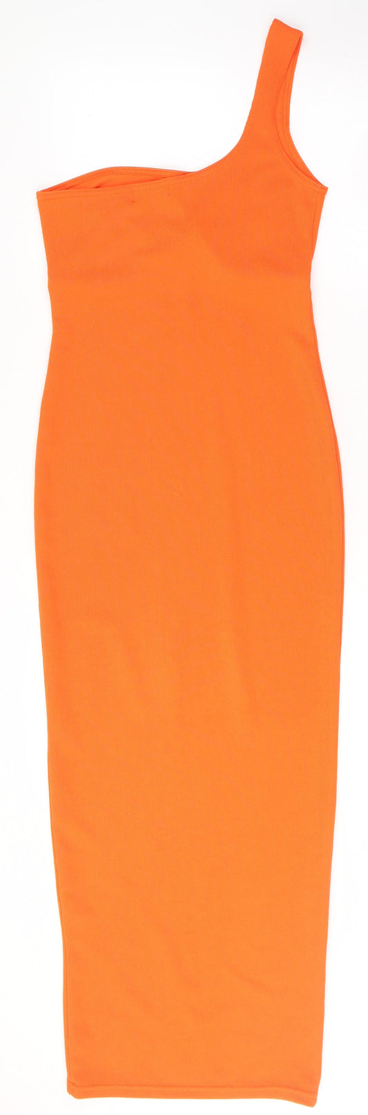PRETTYLITTLETHING Womens Orange Polyester A-Line Size 4 One Shoulder Pullover