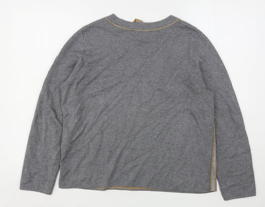 Le Comte Womens Grey Viscose Pullover Sweatshirt Size 16