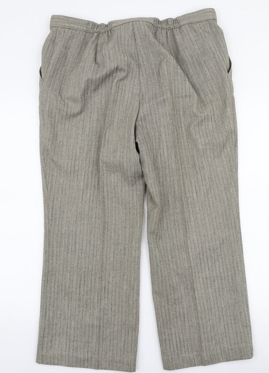 Marks and Spencer Womens Beige Polyester Trousers Size 36 in L25 in Regular Zip