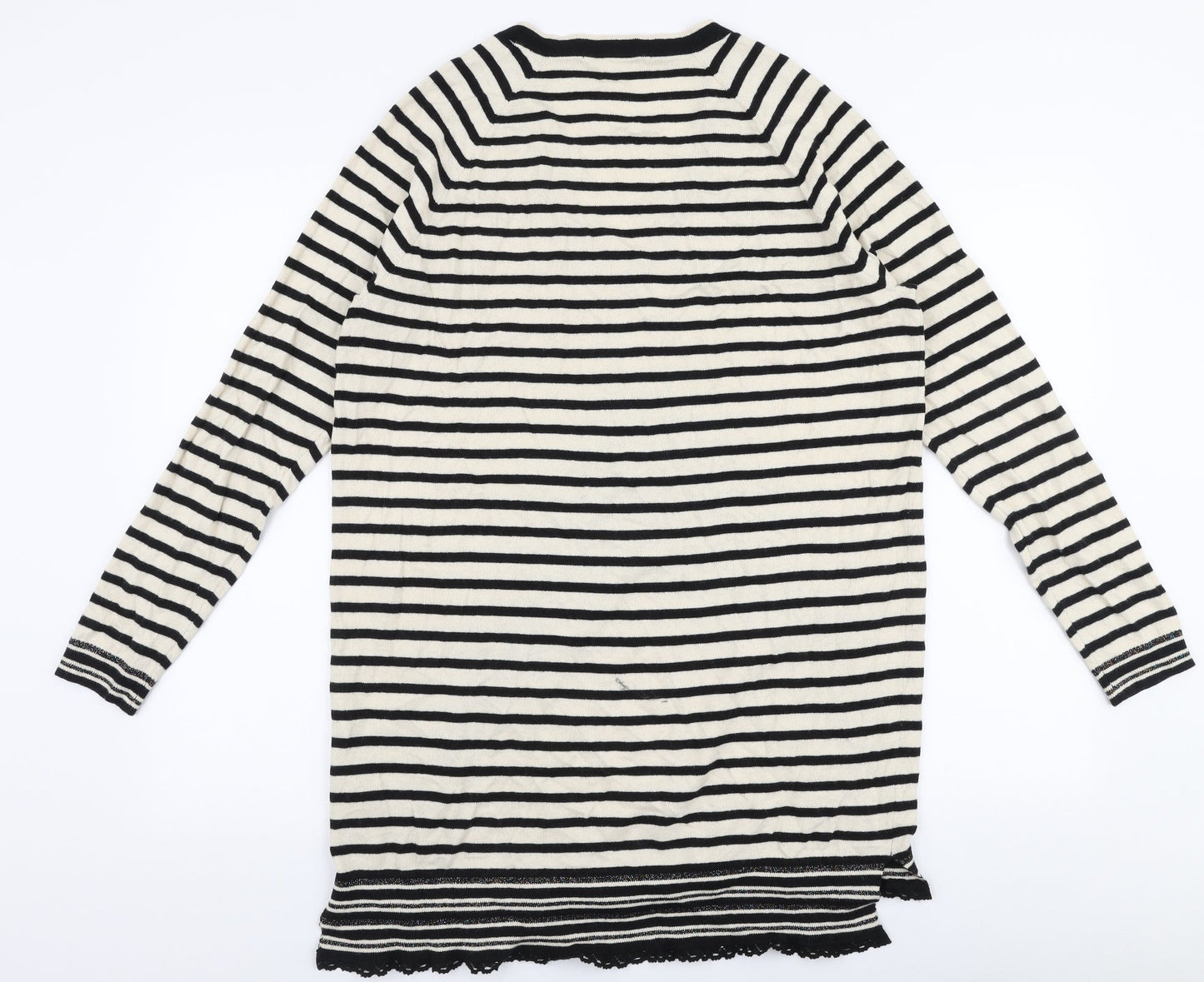 Scotch & Soda Womens Ivory V-Neck Striped Cotton Pullover Jumper Size L