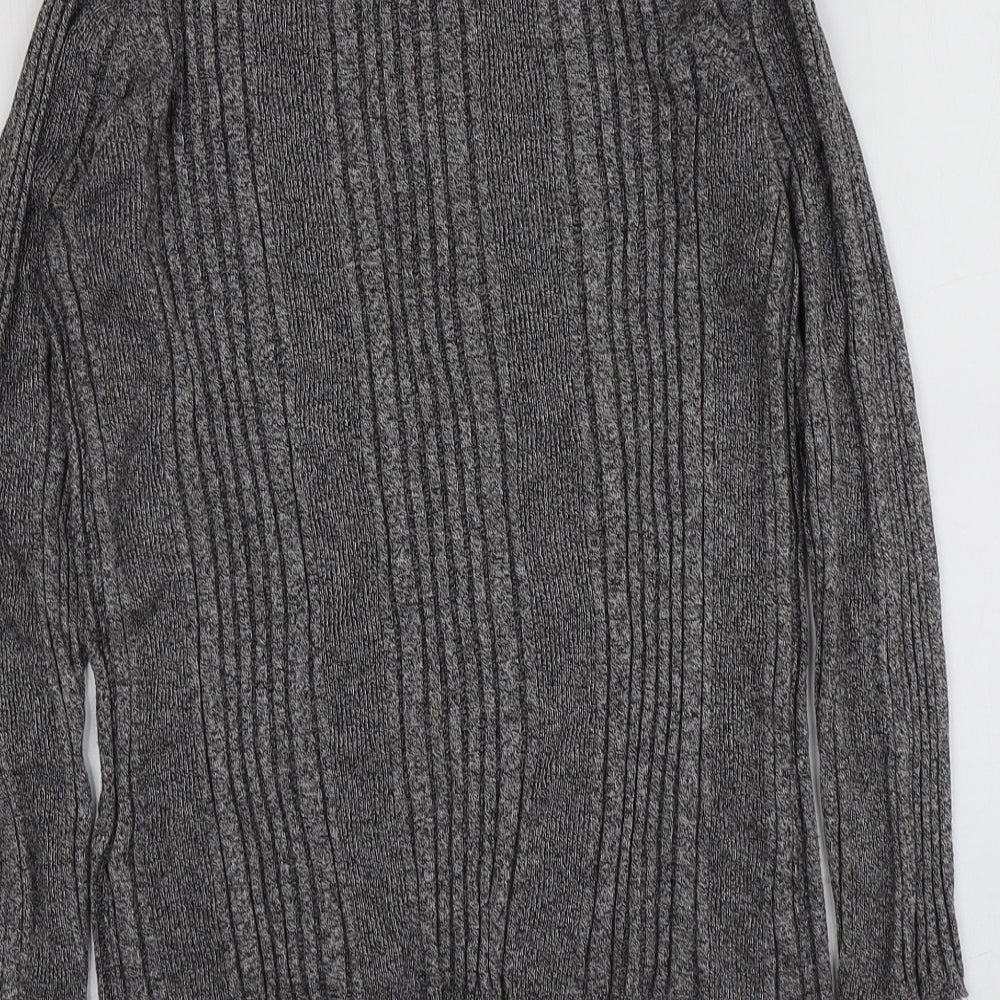 M&S Womens Grey Round Neck Viscose Pullover Jumper Size 14