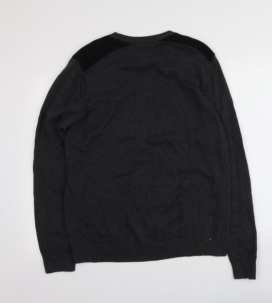 Holmes Mens Grey Round Neck Cotton Pullover Jumper Size XL