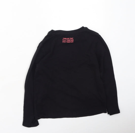 George Girls Black Cotton Basic Casual Size 7-8 Years Round Neck