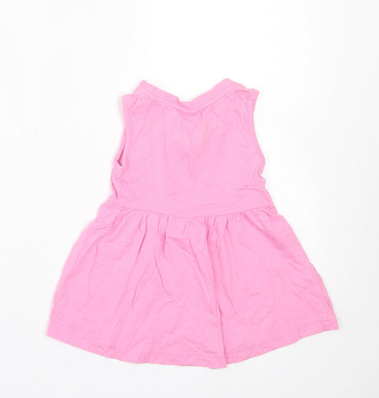 Preworn Girls Pink Cotton A-Line Size 2 Years Crew Neck Pullover