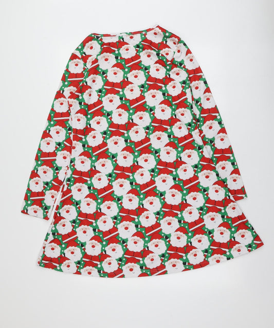 Alt Womens Multicoloured Geometric Polyester Trapeze & Swing Size M Round Neck - Santa Dress