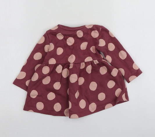 FRED&FLO Girls Pink Polka Dot Basic T-Shirt Size 3-6 Months Round Neck