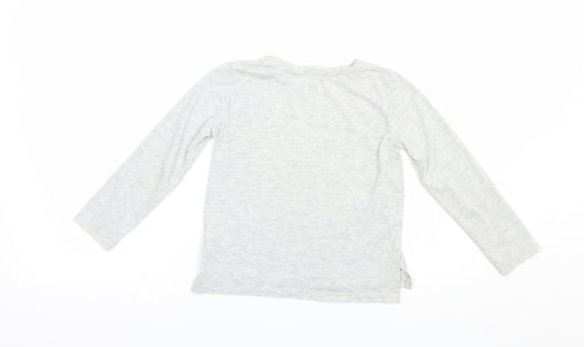 H&M Girls Grey Polyester Basic T-Shirt Size 4-5 Years Crew Neck Pullover - Floss Mode