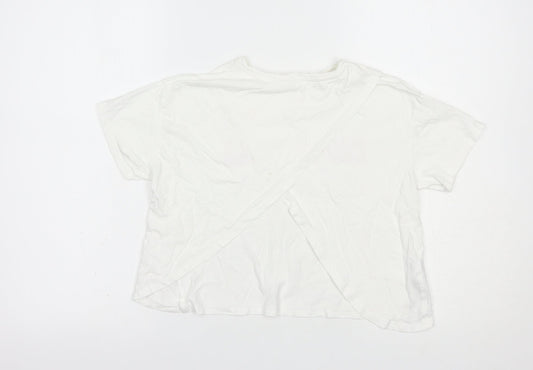 Mango Girls White Cotton Basic T-Shirt Size 11-12 Years Crew Neck Pullover - Jumping Jacks