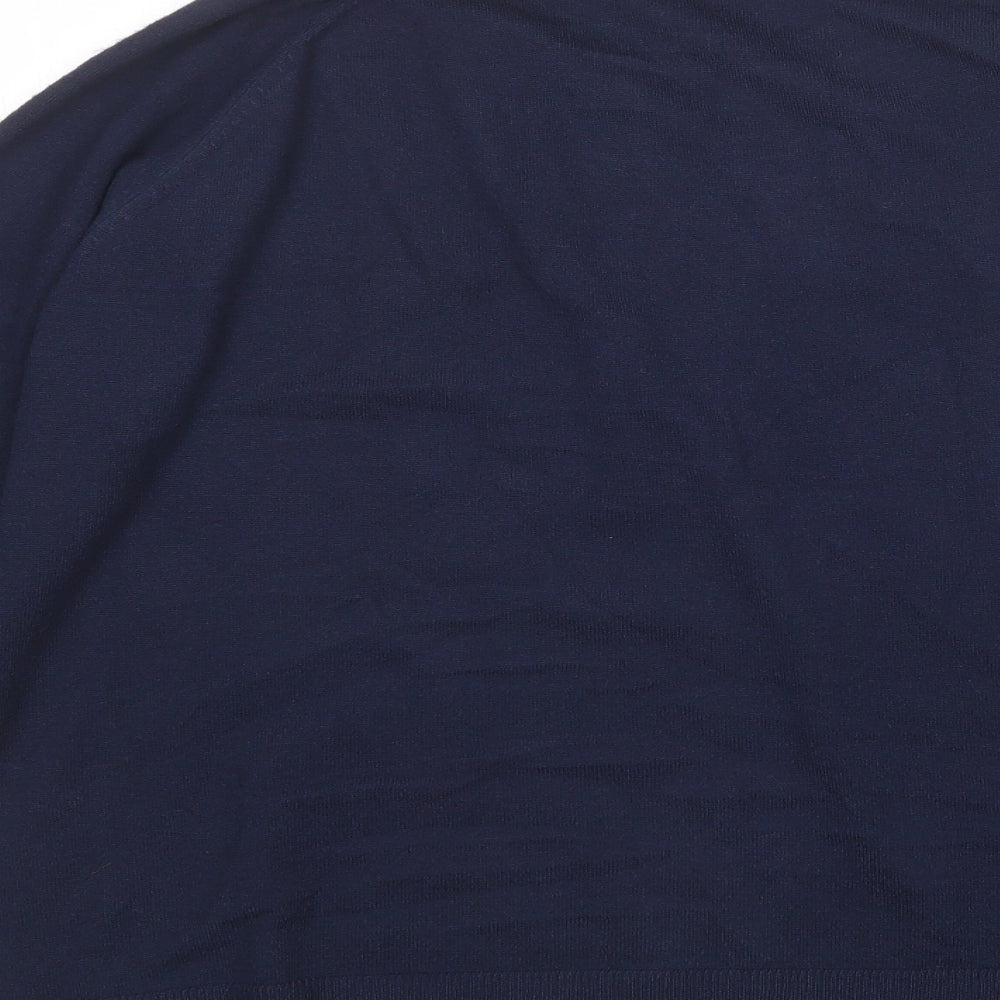 Primark Mens Blue Houndstooth Polyester Button-Up Size M Crew Neck