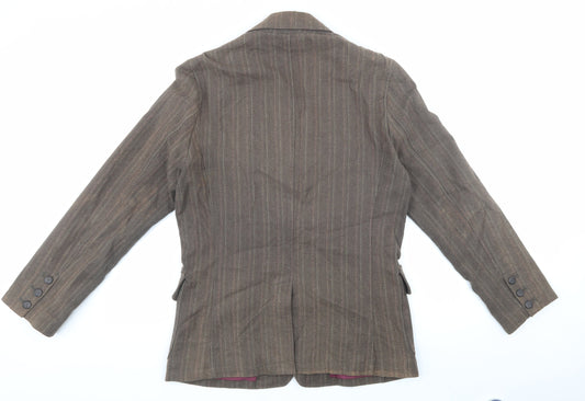 H&M Womens Brown Plaid Jacket Blazer Size M
