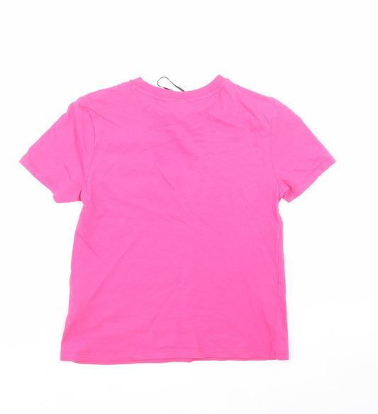 Divided by H&M Womens Pink 100% Cotton Cropped Polo Size XS Crew Neck