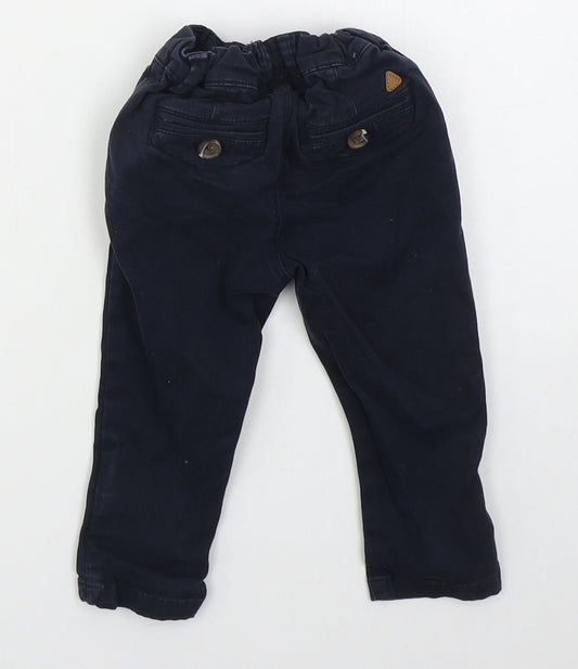 NEXT Boys Blue Cotton Capri Trousers Size 6-9 Months Button