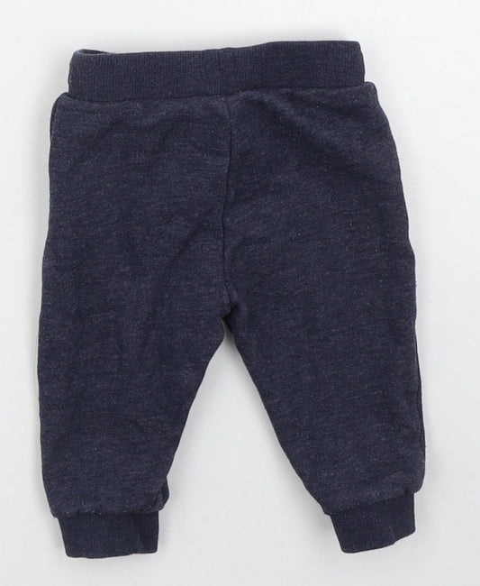 Fred & Flo Boys Blue Cotton Sweatpants Trousers Size 3-6 Months Drawstring