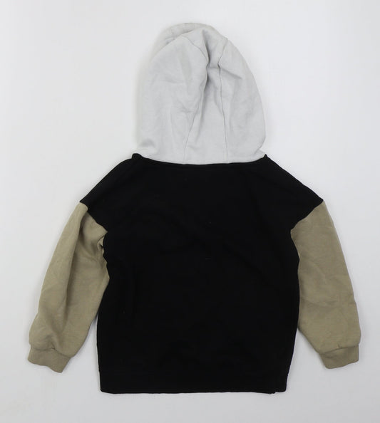 Primark Boys Black Colourblock Cotton Pullover Hoodie Size 6-7 Years Pullover - Dude