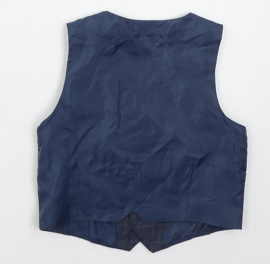 Primark Boys Blue Check Jacket Waistcoat Size 18-24 Months Button