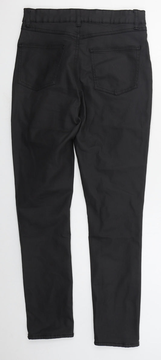 Denim Co Womens Black Cotton Trousers Size 8 L28 in Regular Button