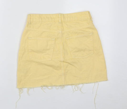 Topshop Womens Yellow Cotton Mini Skirt Size 6 Zip