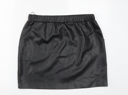 Dunnes Stores Womens Black Polyester A-Line Skirt Size 8