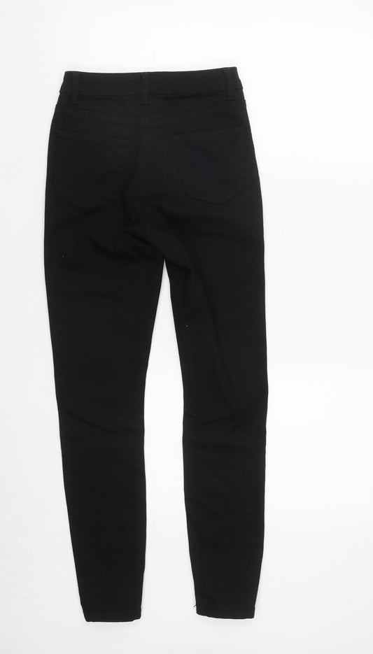 Denim & Co. Womens Black Cotton Straight Jeans Size 8 L27 in Regular Zip