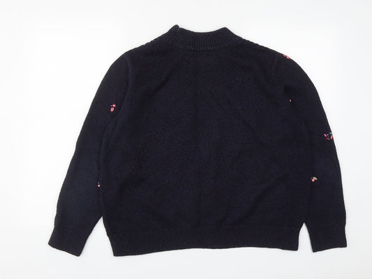 Marks and Spencer Mens Blue Round Neck Acrylic Pullover Jumper