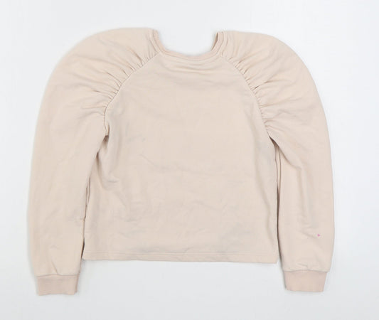 Matalan Girls Beige Cotton Pullover Sweatshirt Size 9 Years Pullover