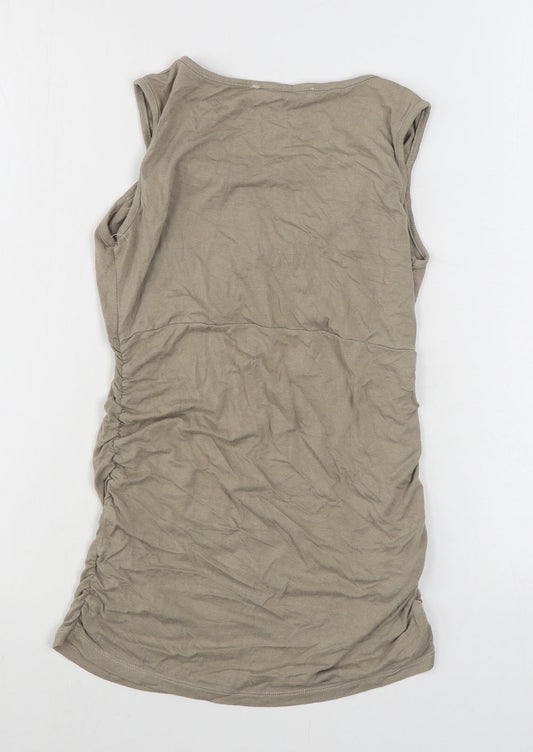 Purpless Womens Beige Cotton Bodycon Size 8 Square Neck Pullover