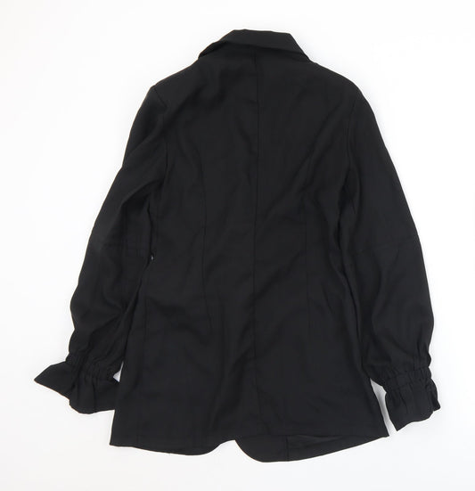 PRETTYLITTLETHING Womens Black Jacket Size 8 Button - Shoulder pads