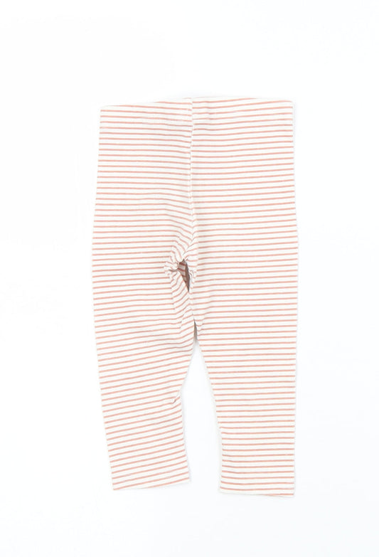 Primark Girls Brown Striped Cotton Capri Leggings Size 9 Months