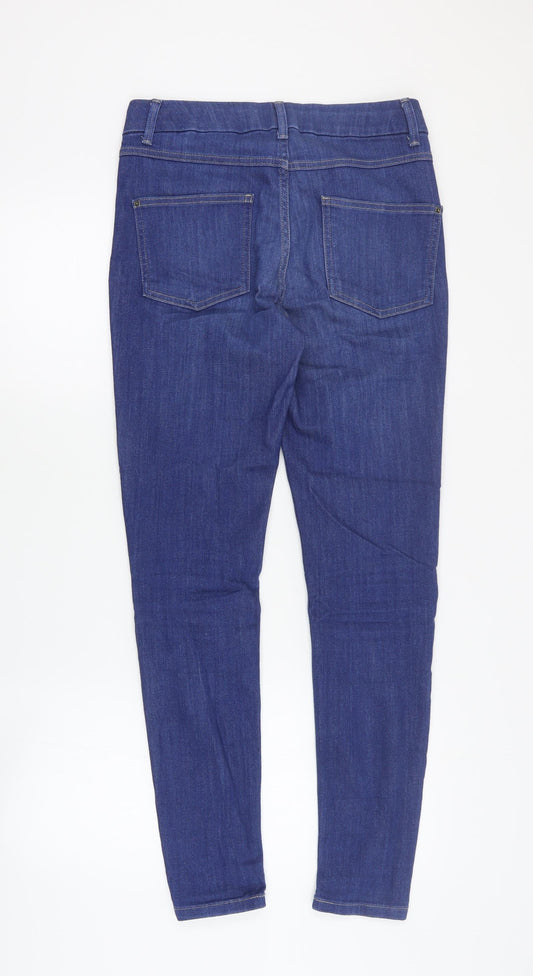 Marks and Spencer Womens Blue Cotton Skinny Jeans Size 10 L30 in Regular Zip