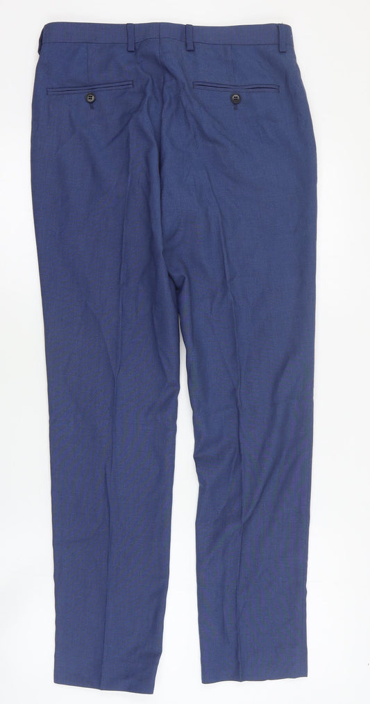 Burton Mens Blue Polyester Dress Pants Trousers Size 30 in L30 in Regular Zip