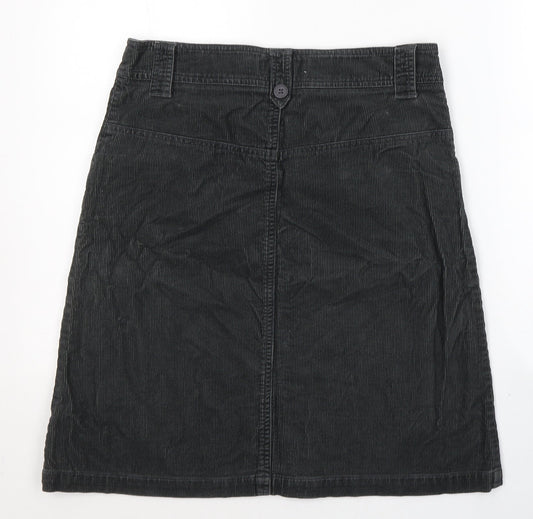 New Look Womens Black Cotton A-Line Skirt Size 10 Button