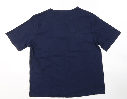 Anne De Lancay Womens Blue Cotton Basic T-Shirt Size M Round Neck - Anchor