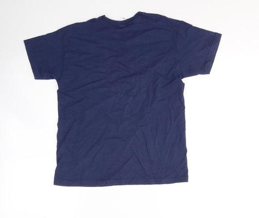 Fruit of the Loom Boys Blue Cotton Basic T-Shirt Size 9-10 Years Round Neck Pullover - Crazy Bunny