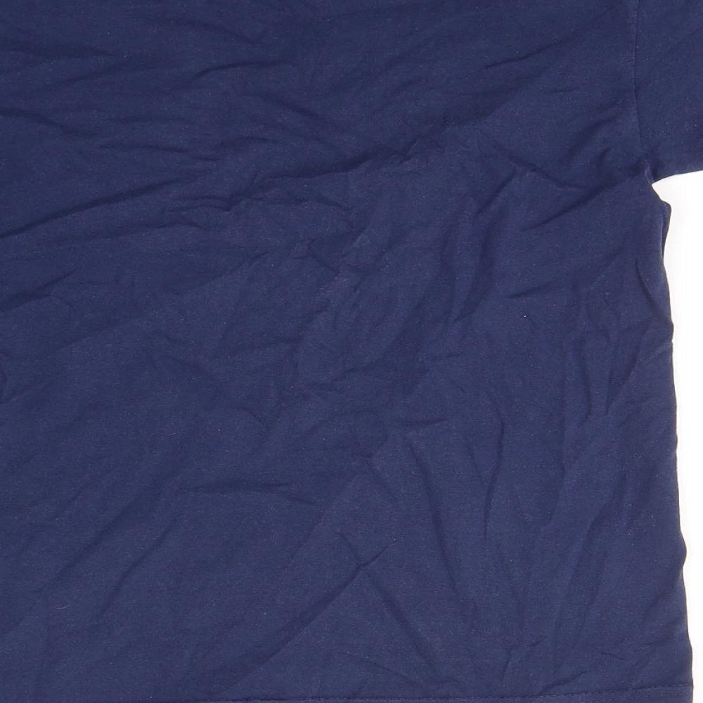 Fruit of the Loom Boys Blue Cotton Basic T-Shirt Size 9-10 Years Round Neck Pullover - Crazy Bunny