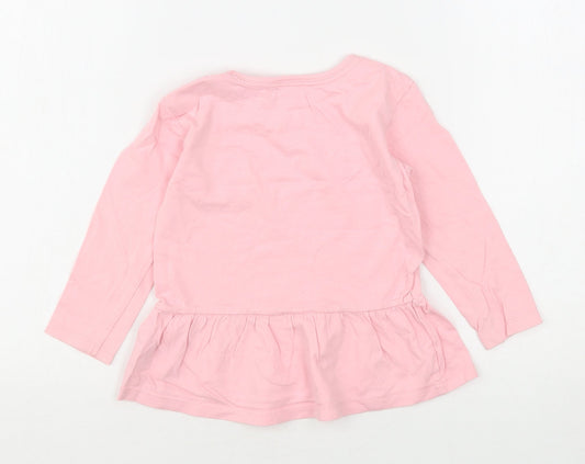 Lullaby Girls Pink Cotton Basic T-Shirt Size 12-18 Months Roll Neck