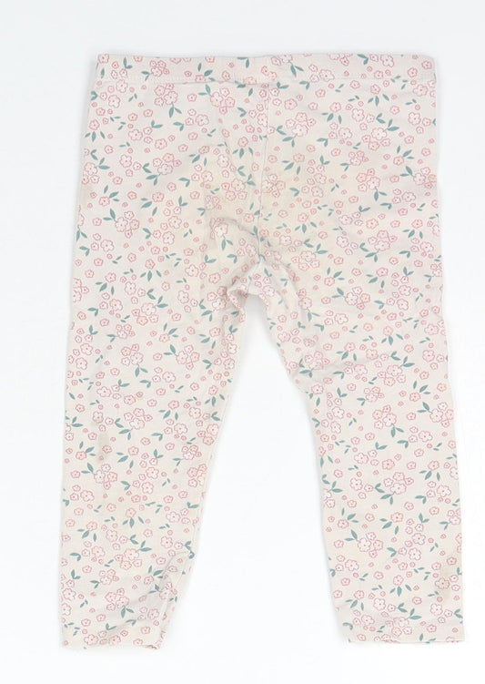 So Cute Girls Ivory Floral Cotton Jogger Trousers Size 18-24 Months Pullover