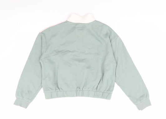 Primark Girls Green Colourblock Cotton Pullover Sweatshirt Size 11-12 Years Pullover