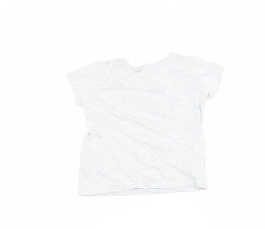 Primark Girls Grey Cotton Basic Casual Size 3-4 Years Round Neck