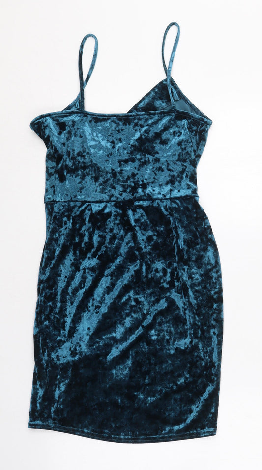 New Look Womens Blue Polyester Wrap Dress Size 10 Sweetheart - `