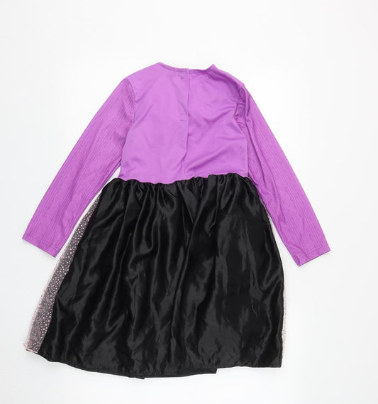 George Girls Multicoloured Geometric Polyester Fit & Flare Size 7-8 Years Round Neck - David Williams Gangsta Granny Costume