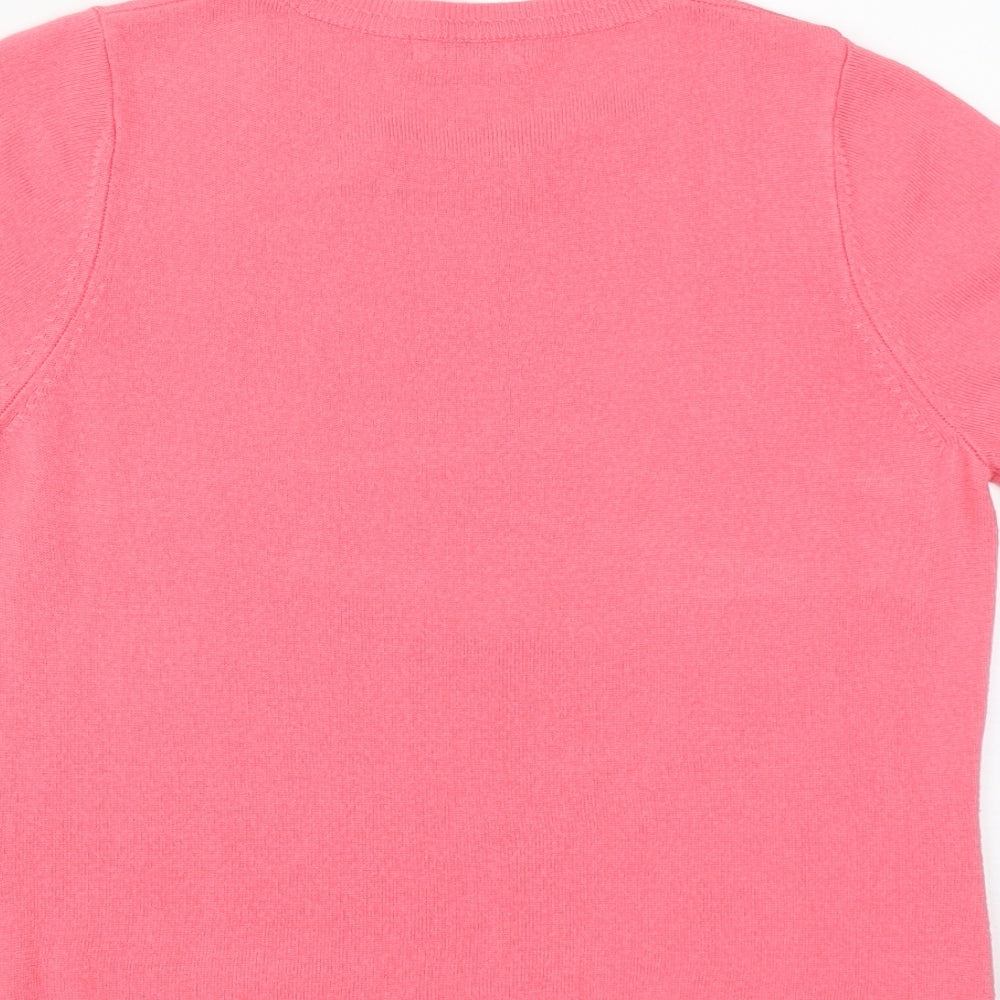 Marks and Spencer Womens Pink Round Neck Acrylic Pullover Jumper Size 12