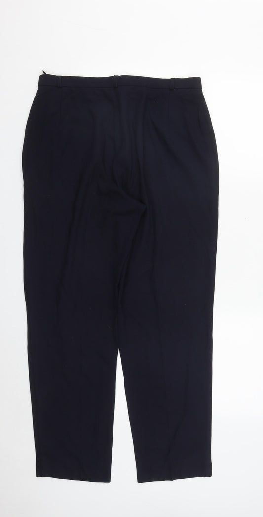 Marks and Spencer Womens Blue Polyester Trousers Size 14 L27 in Regular Zip