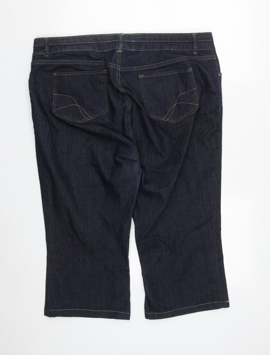 Monsoon Womens Blue Cotton Cropped Jeans Size 40 in L21 in Regular Zip